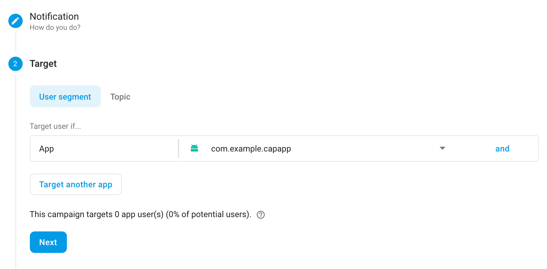 在 Firebase 中更改推送目标