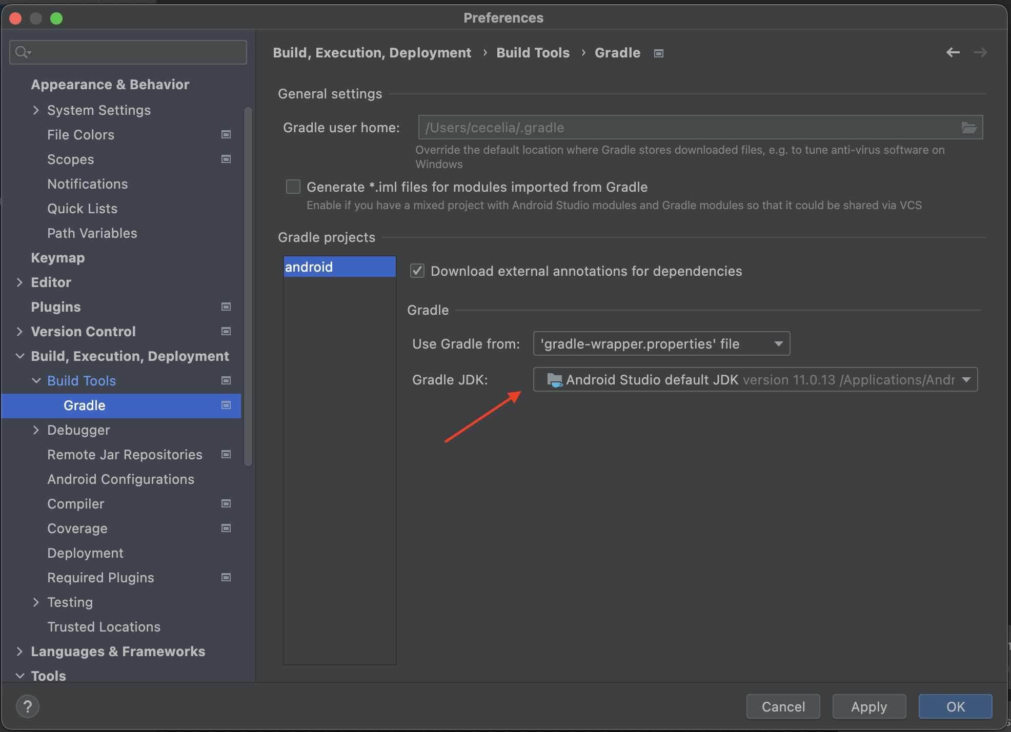 Android Studio中的JDK路径
