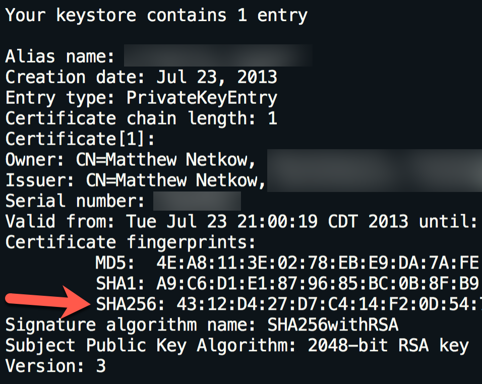 Keytool 输出